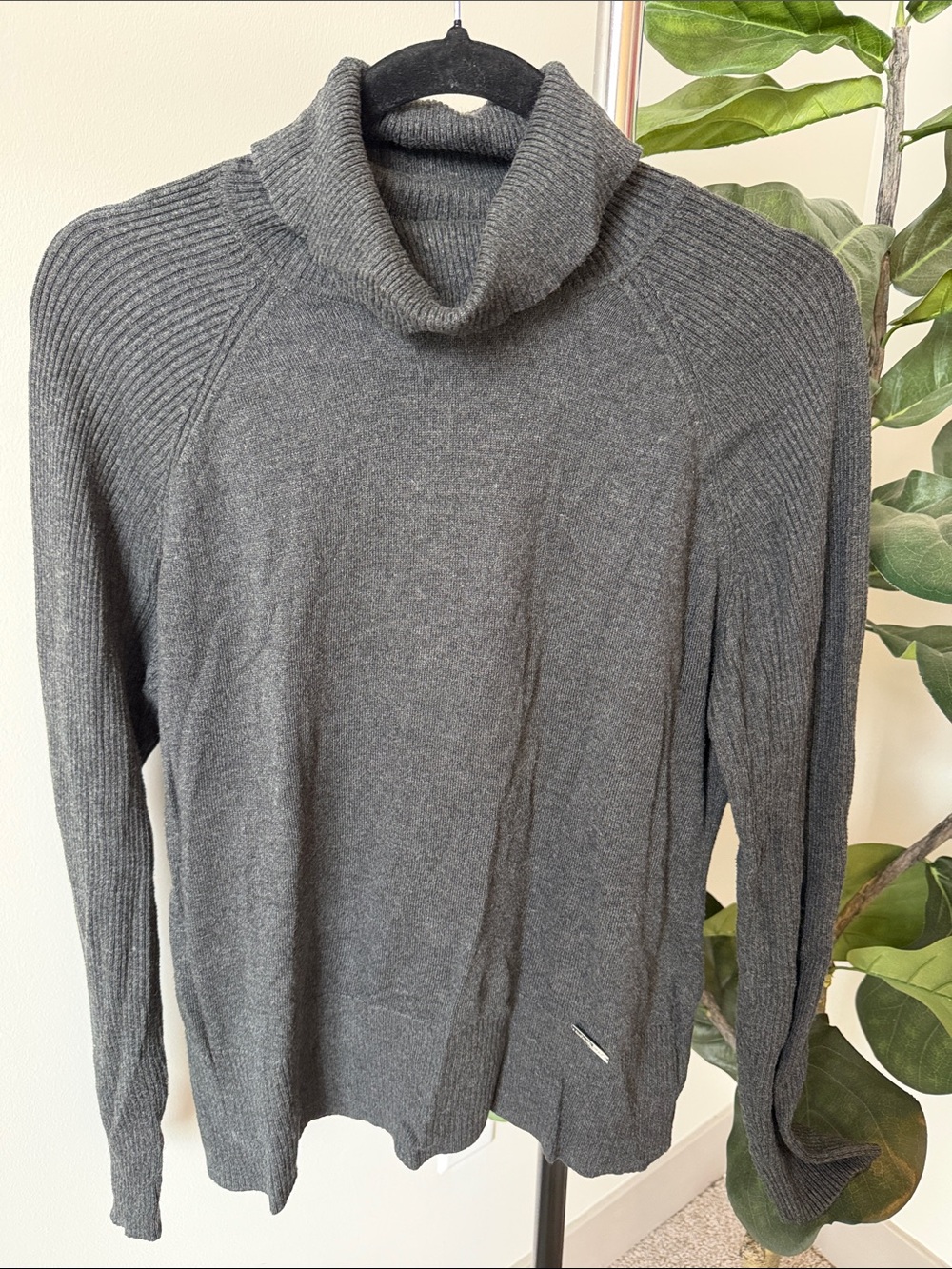 Michael Kors Women’s Charcoal Ribbed Turtleneck Sweater